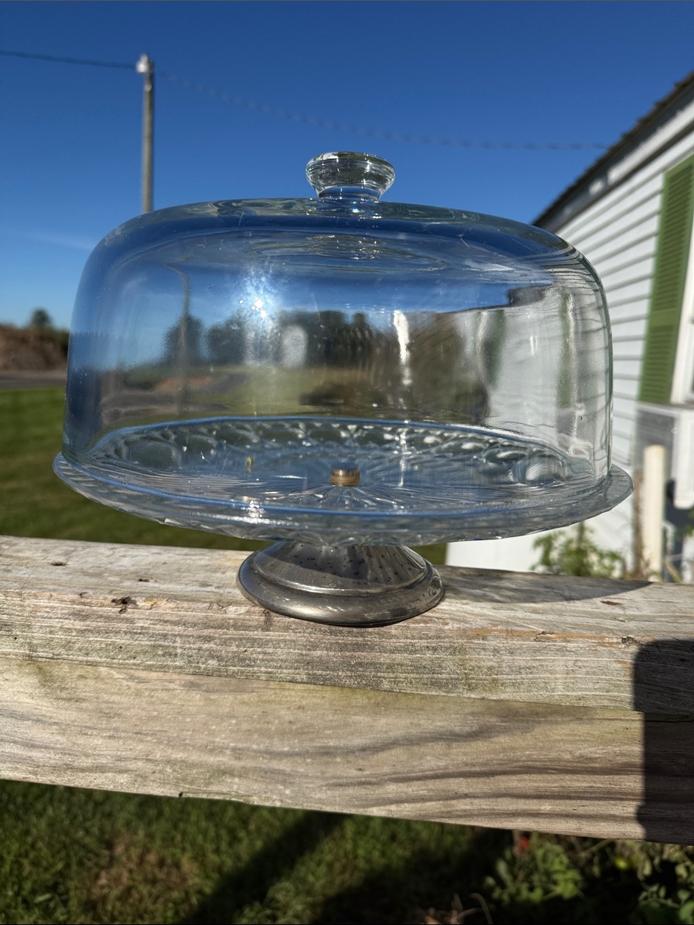 Anchor Hocking vintage glass cake plate with glass dome lid